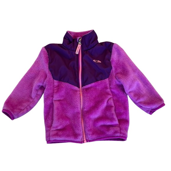 Champion Fleece Zip-Up Jacket Coat color block purple– Size 18 Months - Picture 1 of 7